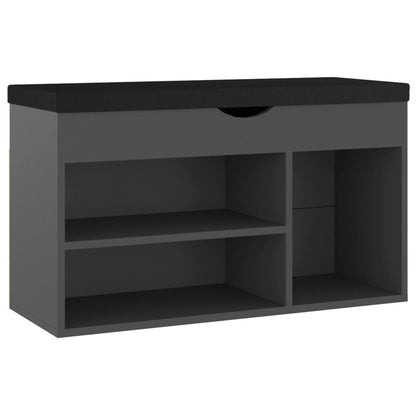 Panca Porta Scarpe con Cuscino Grigia 80x30x47cm Multistrato