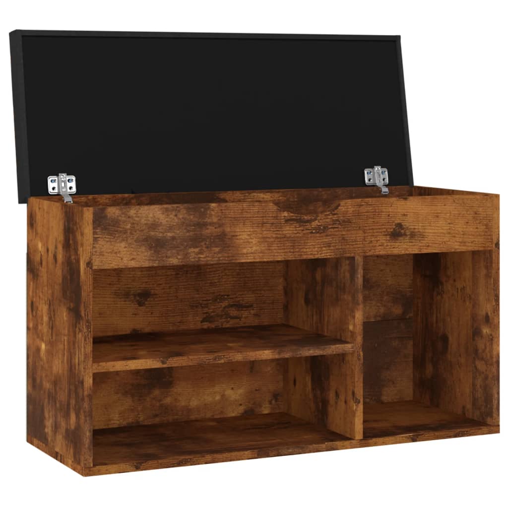 Panca Porta Scarpe Cuscino Rovere Fumo 80x30x47cm Multistrato
