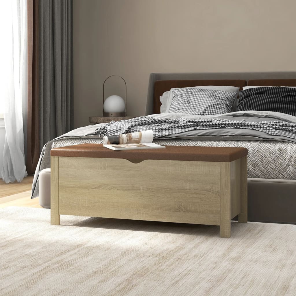 Contenitore con Cuscino Rovere Sonoma 105x40x45cm Multistrato