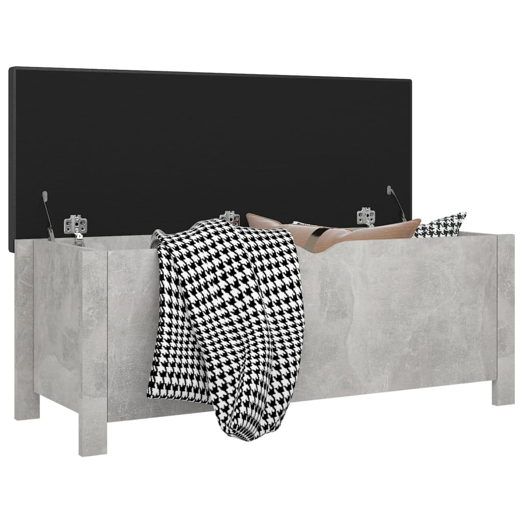 Contenitore con Cuscino Grigio Cemento 105x40x45cm Multistrato