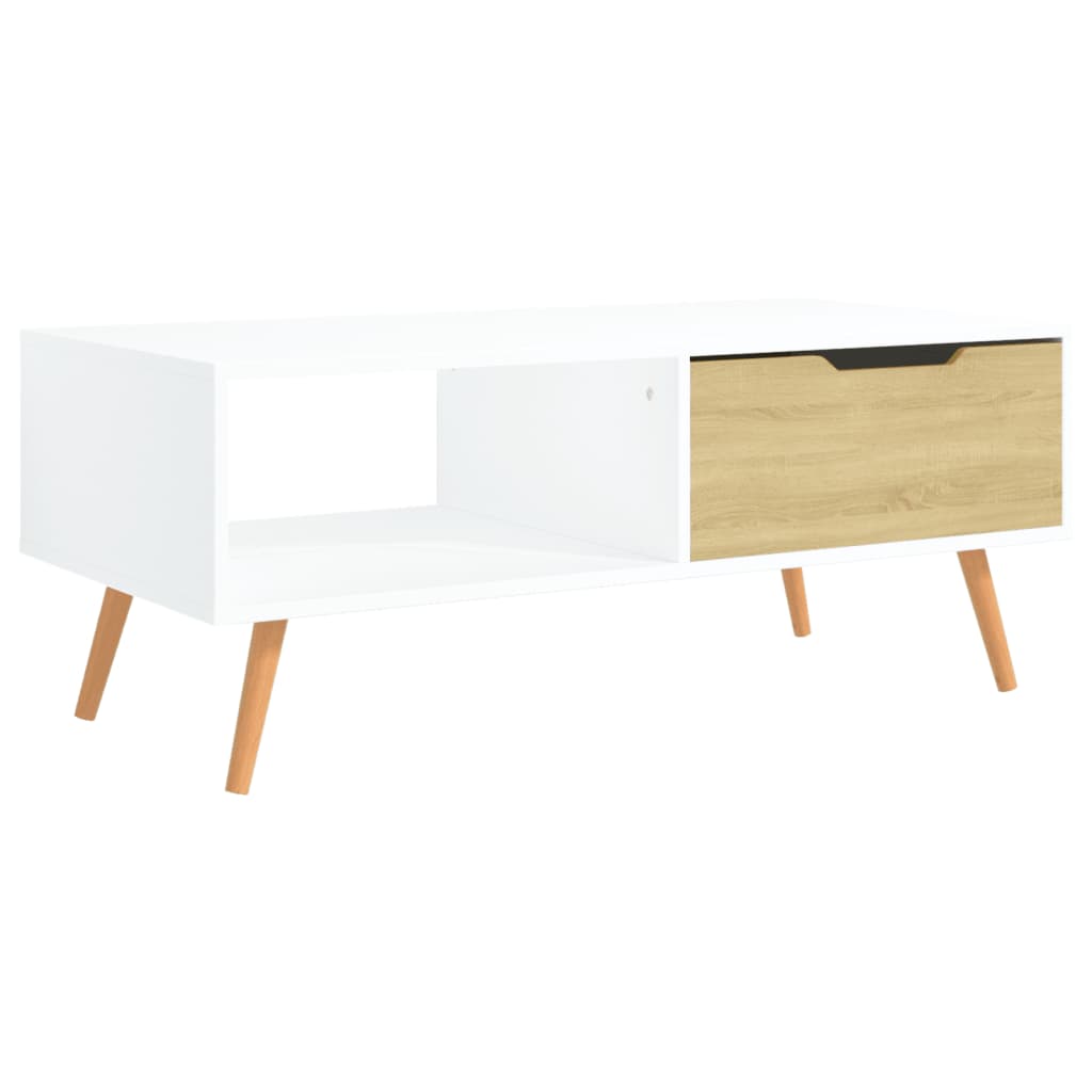 Tavolino Salotto Bianco Rovere Sonoma 100x49,5x43cm Multistrato