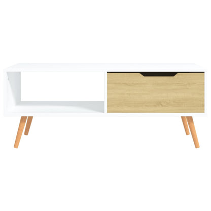 Tavolino Salotto Bianco Rovere Sonoma 100x49,5x43cm Multistrato