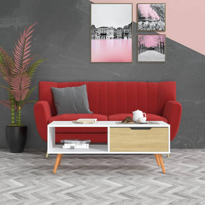 Tavolino Salotto Bianco Rovere Sonoma 100x49,5x43cm Multistrato