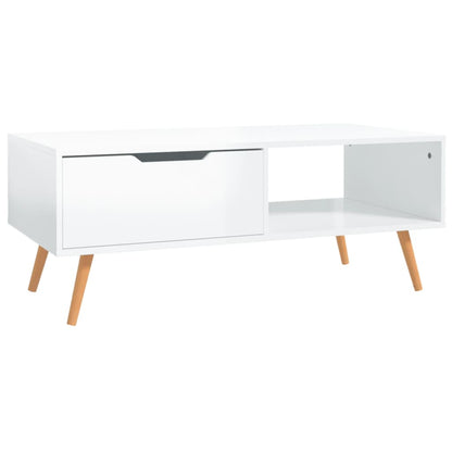 Tavolino Salotto Bianco Lucido 100x49,5x43 cm Legno Multistrato