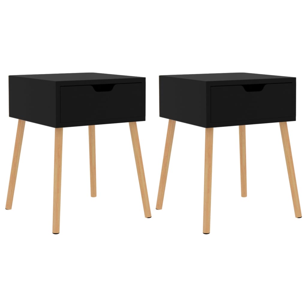 Comodini 2 pz Neri 40x40x56 cm in Legno Multistrato