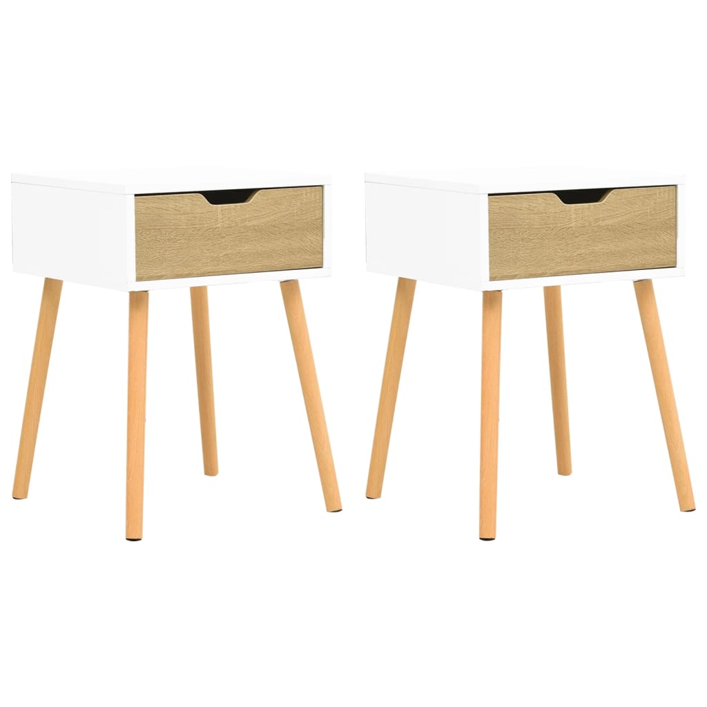 Comodini 2pz Bianco Rovere Sonoma 40x40x56cm Legno Multistrato