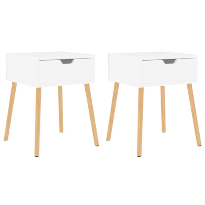 Comodini 2pz Bianco Lucido 40x40x56 cm in Legno Multistrato