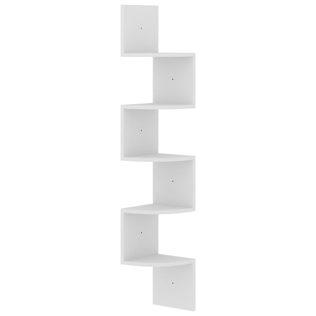 Scaffale Angolare a Muro Bianco 19x19x123 cm Legno Multistrato