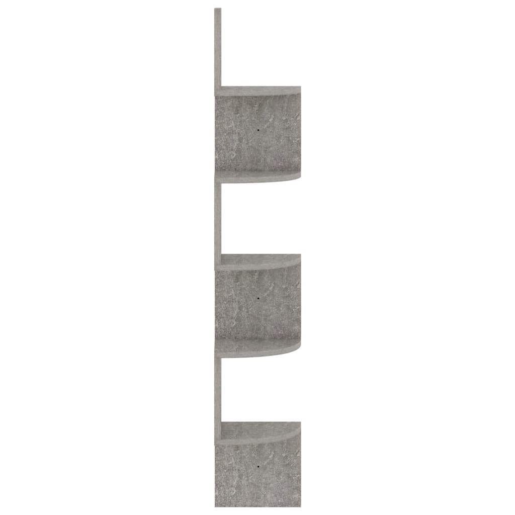 Scaffale Angolare a Muro Grigio Cemento 19x19x123cm Multistrato