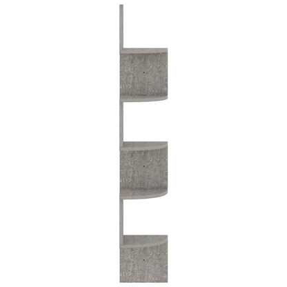 Scaffale Angolare a Muro Grigio Cemento 19x19x123cm Multistrato