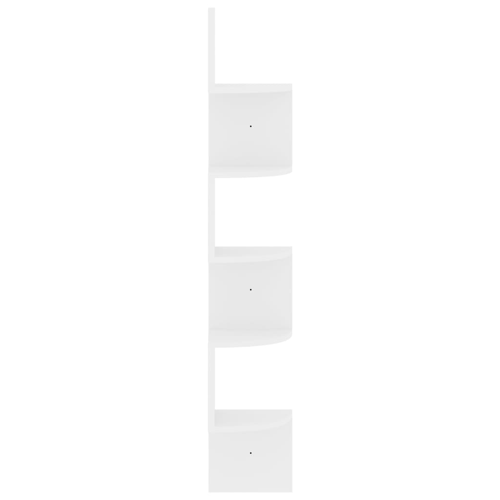 Scaffale Angolare a Muro Bianco Lucido 19x19x123 cm Multistrato