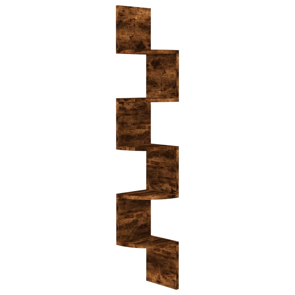 Scaffale Angolare a Muro Rovere Fumo 19x19x123 cm Multistrato