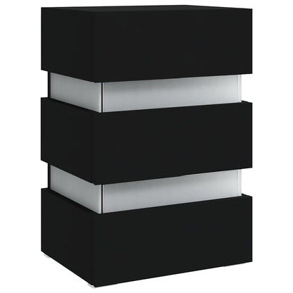 Comodino con Luci LED Nero 45x35x67 cm in Legno Multistrato