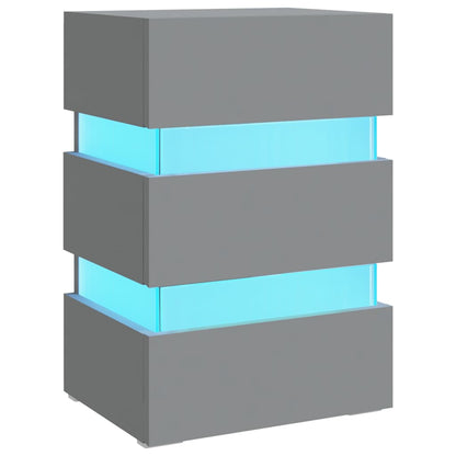 Comodino con Luci LED Grigio 45x35x67 cm in Legno Multistrato