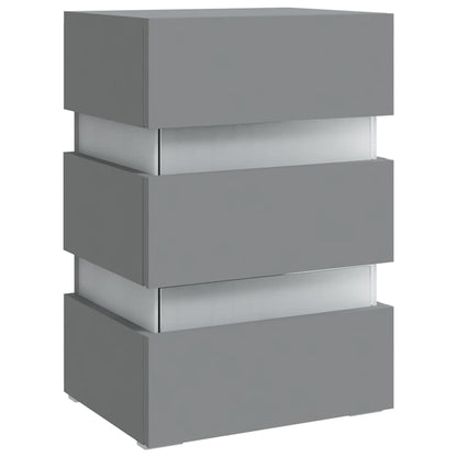 Comodino con Luci LED Grigio 45x35x67 cm in Legno Multistrato