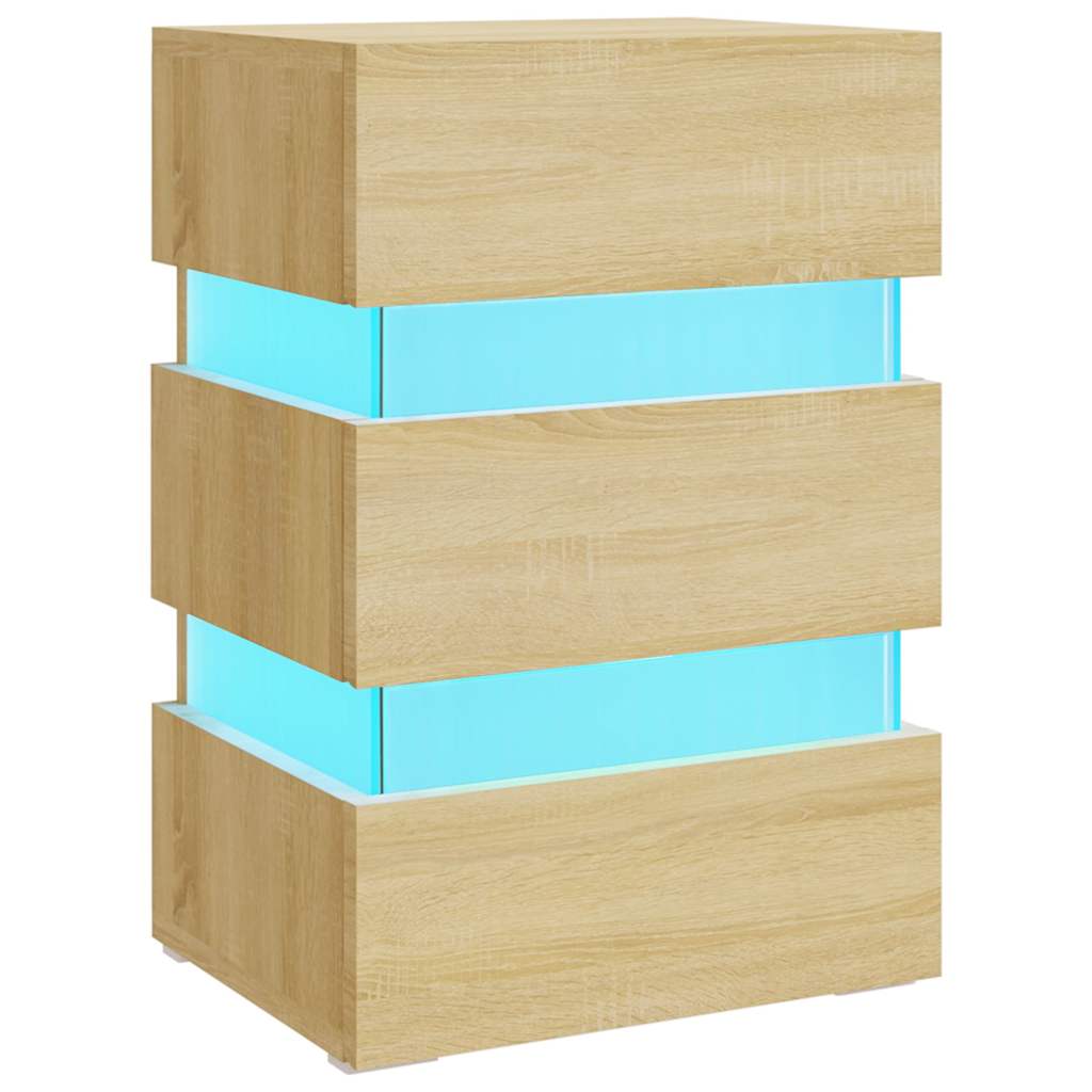 Comodino con Luci LED Sonoma 45x35x67 cm in Legno Multistrato