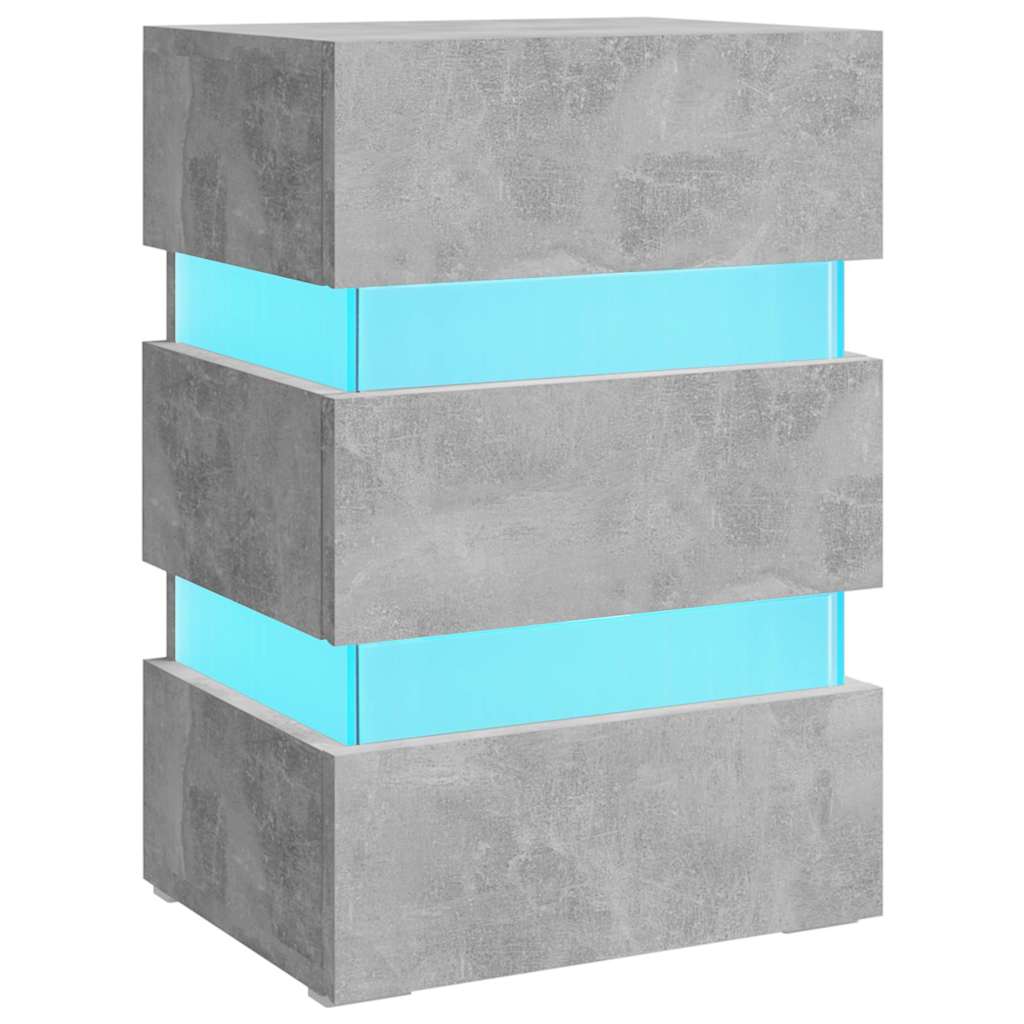 Comodino con LED Grigio Cemento 45x35x67cm in Legno Multistrato