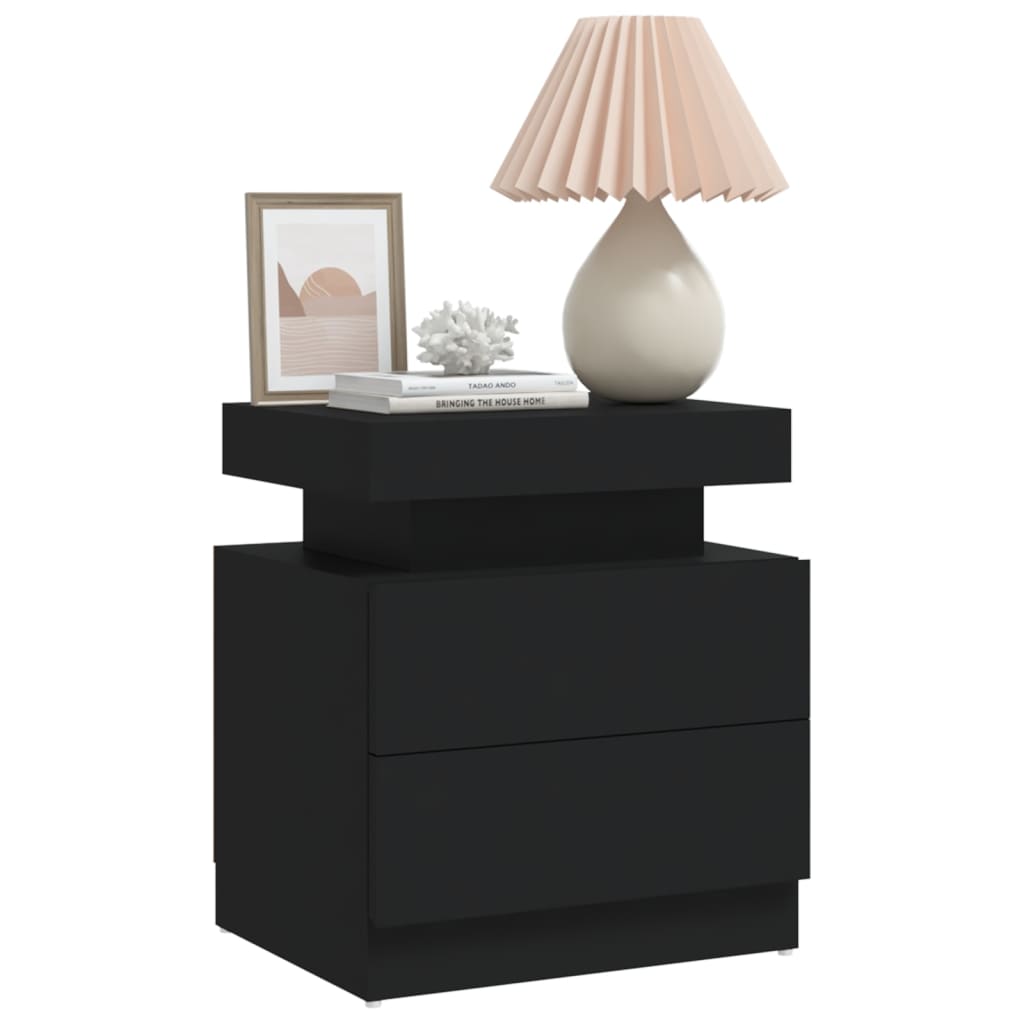 Comodino Nero 45x35x52 cm in Legno Multistrato