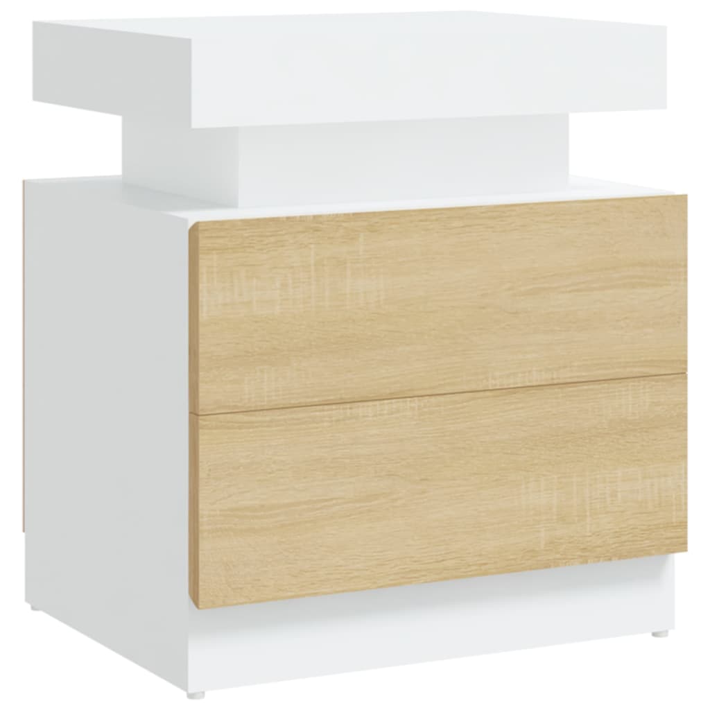Comodino Bianco e Rovere Sonoma 45x35x52cm in Legno Multistrato