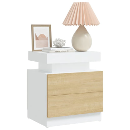 Comodino Bianco e Rovere Sonoma 45x35x52cm in Legno Multistrato