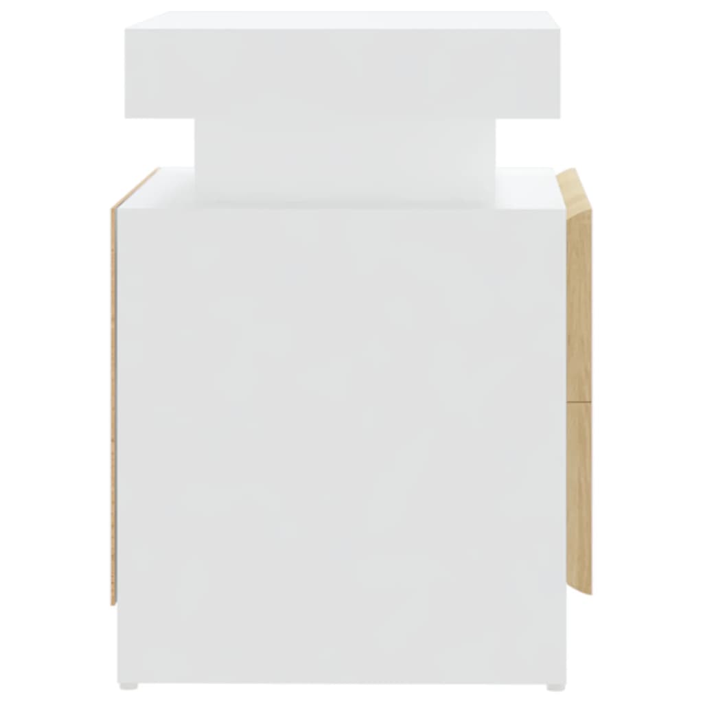Comodino Bianco e Rovere Sonoma 45x35x52cm in Legno Multistrato