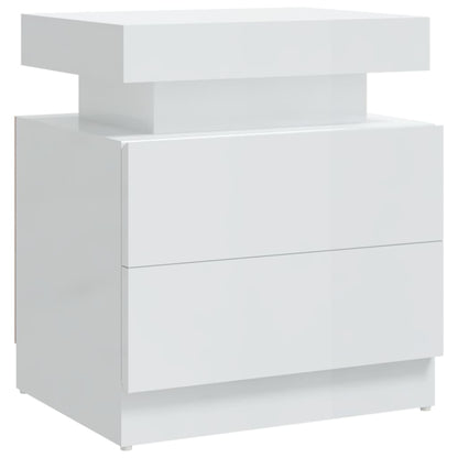 Comodino Bianco Lucido 45x35x52 cm in Legno Multistrato