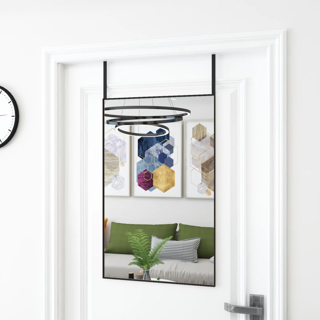 Specchio da Porta Nero 50x80 cm in Vetro e Alluminio