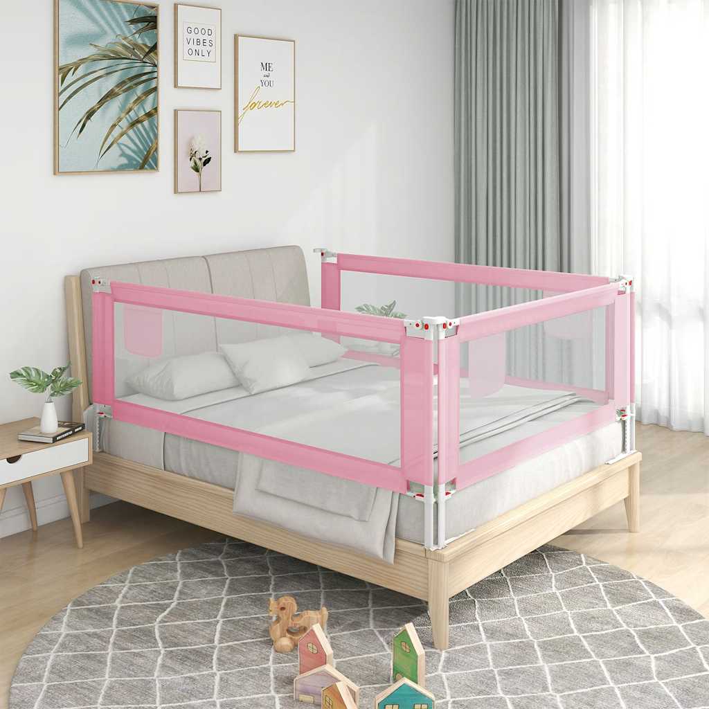 Sponda Letto di Sicurezza per Bambini Rosa 180x25 cm Tessuto