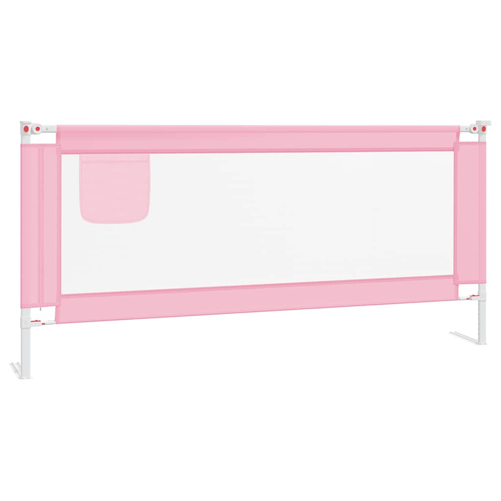 Sponda Letto di Sicurezza per Bambini Rosa 200x25 cm Tessuto