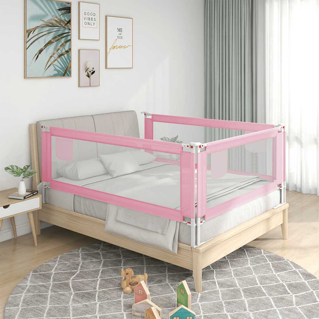 Sponda Letto di Sicurezza per Bambini Rosa 200x25 cm Tessuto