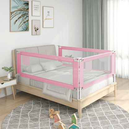 Sponda Letto di Sicurezza per Bambini Rosa 200x25 cm Tessuto