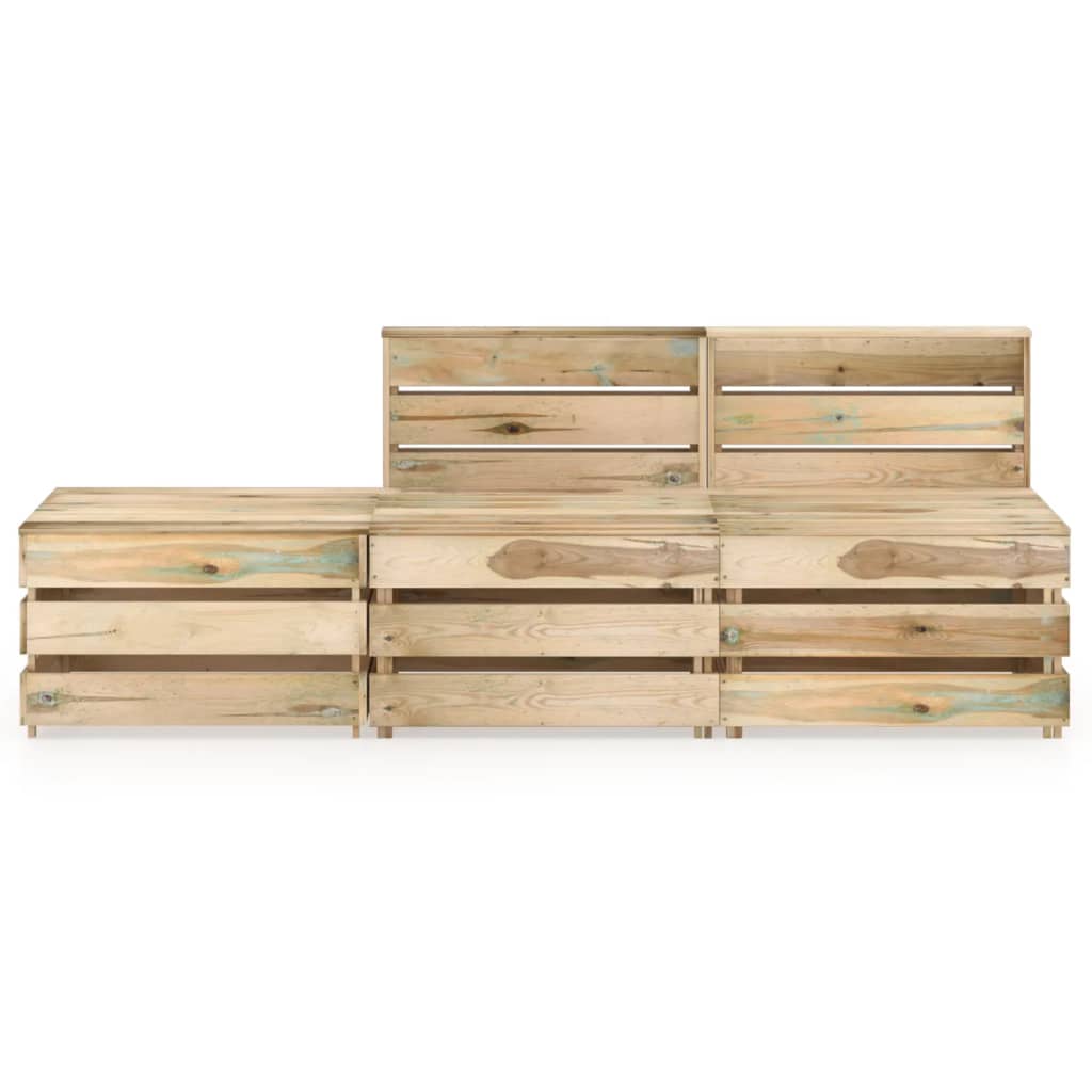 Set Salotto da Giardino 3 pz in Legno di Pino Impregnato Verde