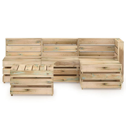 Set Salotto da Giardino 5 pz in Legno di Pino Impregnato Verde