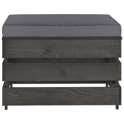 Ottomana Modulare con Cuscino Grigio in Legno Impregnato