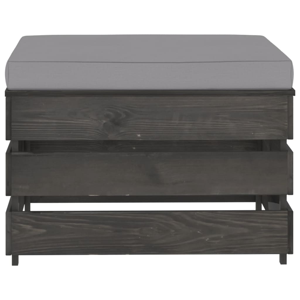 Ottomana Modulare con Cuscino in Legno Impregnato Grigio
