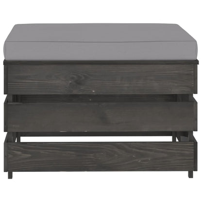 Ottomana Modulare con Cuscino in Legno Impregnato Grigio
