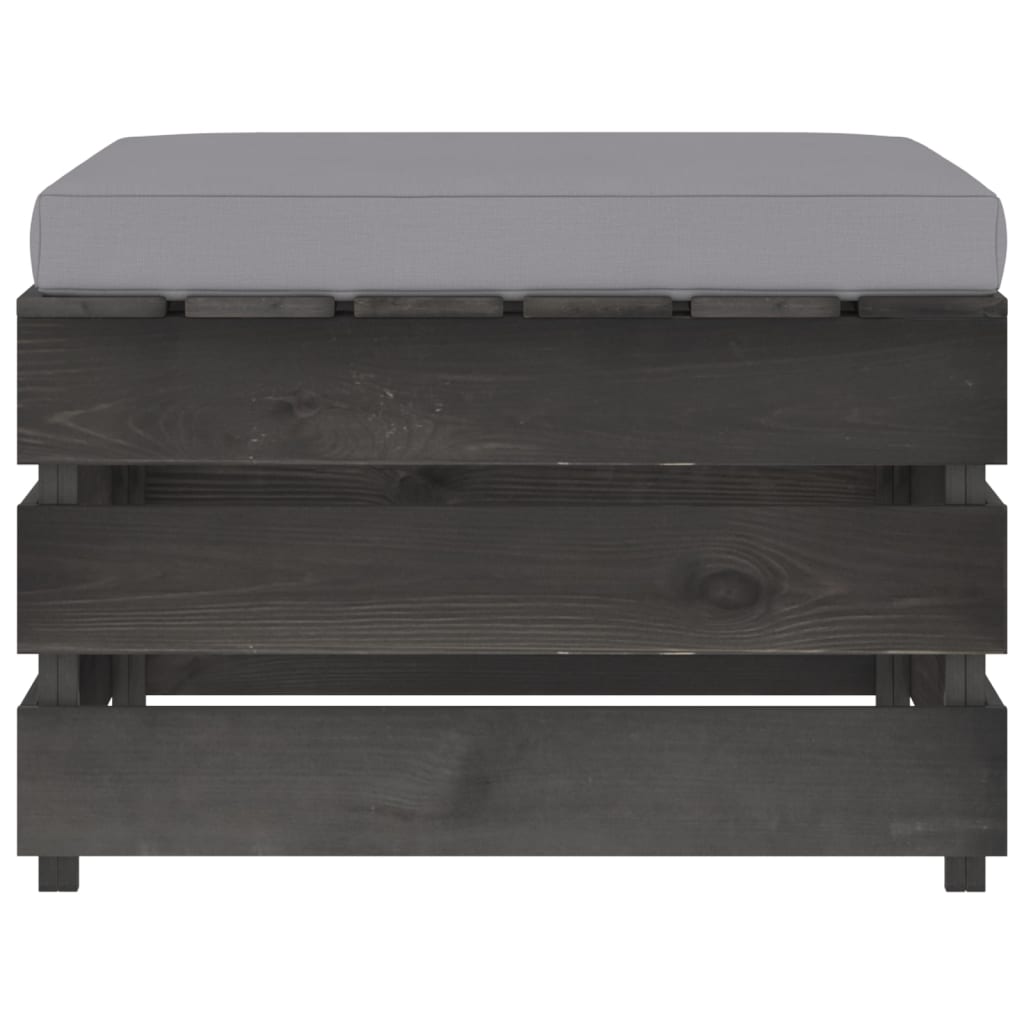 Ottomana Modulare con Cuscino in Legno Impregnato Grigio
