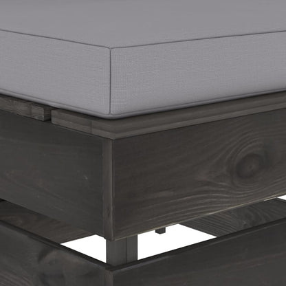 Ottomana Modulare con Cuscino in Legno Impregnato Grigio
