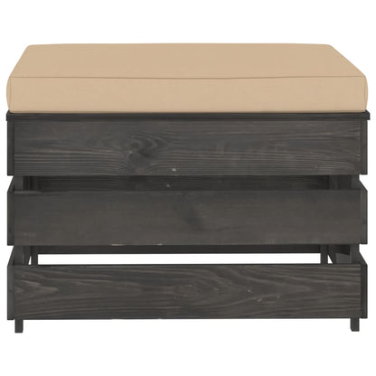 Ottomana Modulare con Cuscino in Legno Impregnato Grigio