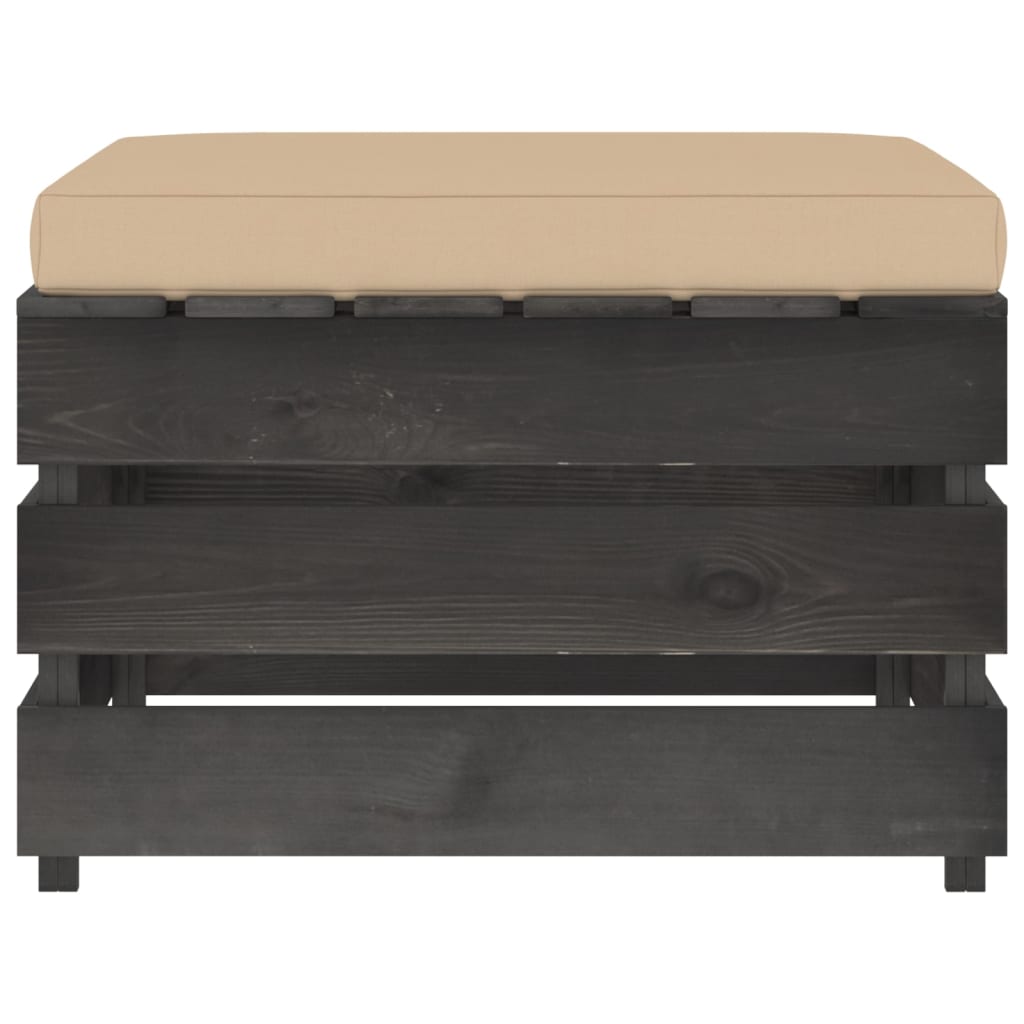 Ottomana Modulare con Cuscino in Legno Impregnato Grigio