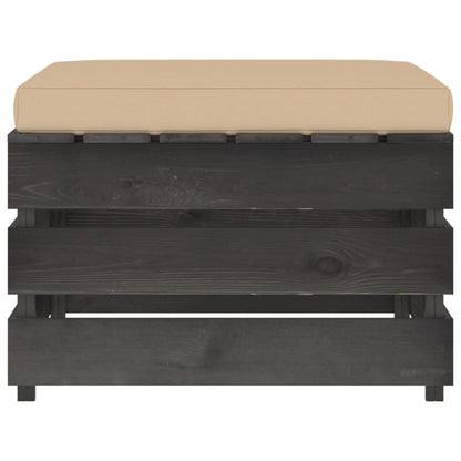 Ottomana Modulare con Cuscino in Legno Impregnato Grigio