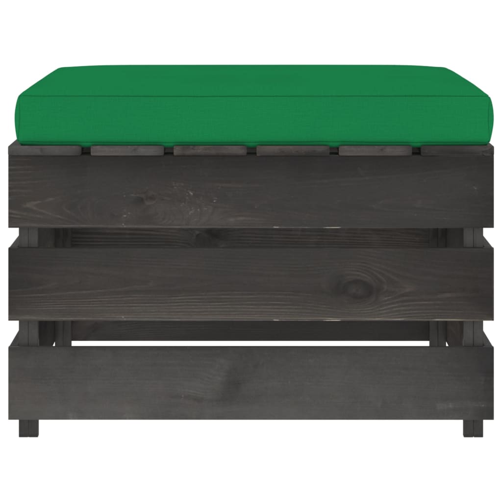 Ottomana Modulare con Cuscino in Legno Impregnato Grigio