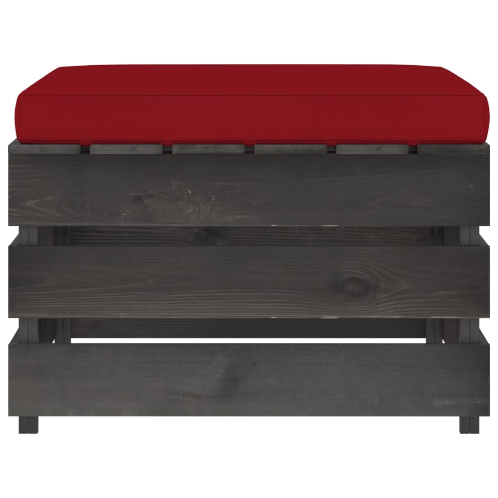 Ottomana Modulare con Cuscino in Legno Impregnato Grigio