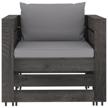 Set Salotto da Giardino 2pz con Cuscini Legno Impregnato Grigio
