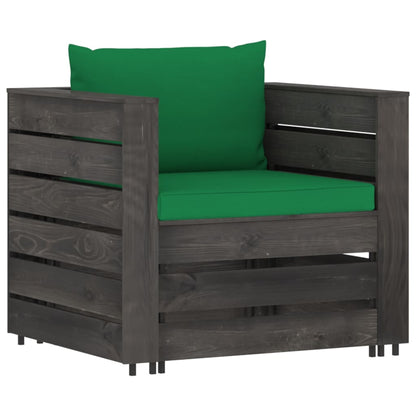 Set Salotto da Giardino 2pz con Cuscini Legno Impregnato Grigio