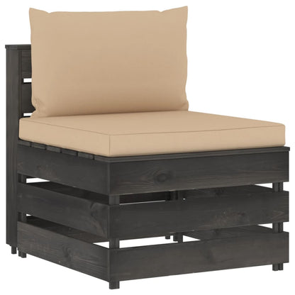 Set Salotto da Giardino 3pz con Cuscini Legno Impregnato Grigio