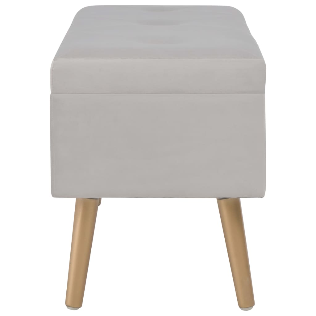 Panca con Vano Portaoggetti 80 cm Grigio in Velluto