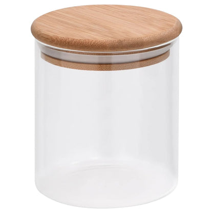 Barattoli di Vetro con Coperchio in BambÃ¹ 6 pz 600 ml