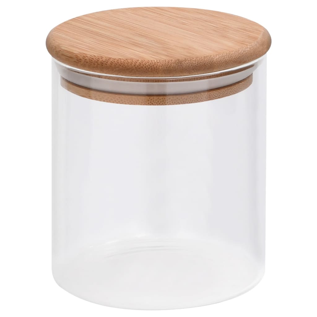 Barattoli di Vetro con Coperchio in BambÃƒÂ¹ 10 pz 600 ml