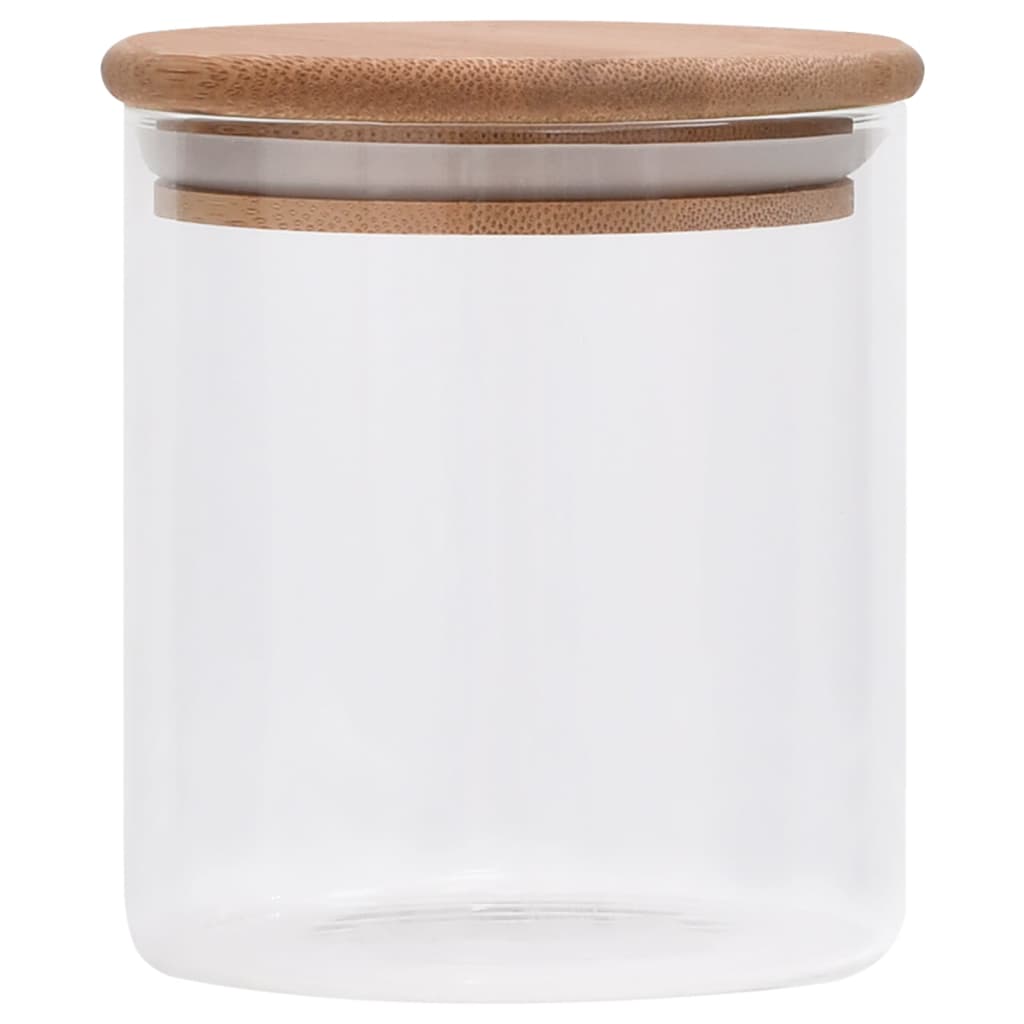 Barattoli di Vetro con Coperchio in BambÃƒÂ¹ 10 pz 600 ml